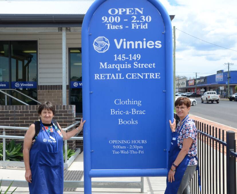 WORTHY CAUSE: Cheryl McGeachie and Sue Beer from Vinnies, Gunnedah are encouraging locals to donate their 'Return and Earn' refunds to the charity. Photo: Billy Jupp