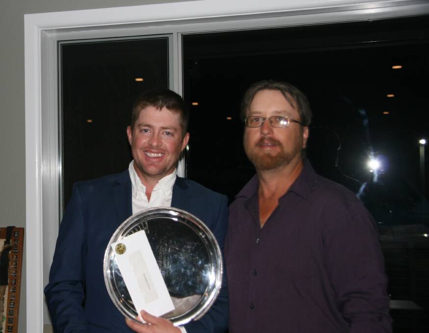 GOOD YEAR: Eleven time club champion Luke Streater with Gunnedah Golf Club captain Shane Wilson. Photo: Supplied 