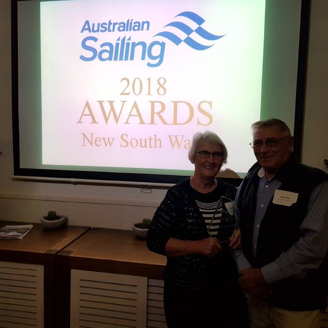 TOP GONG: Lake Keepit Sailing Club's Lyn and Ian Pine claim their volunteer award in Manly last month. Photo: Supplied 