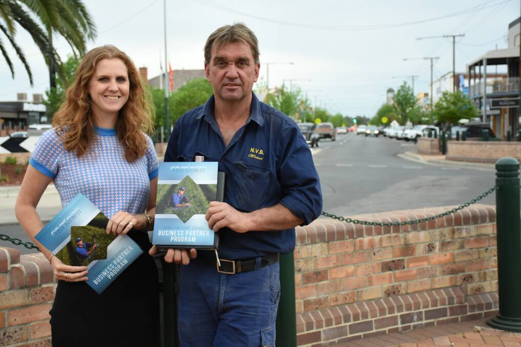 OPEN FOR BUSINESS: Gunnedah Shire Council's Charlotte Hoddle and Chamber of Commerce's Michael Broekman are encouraging local businesses to get on board with the Business Partner Program.