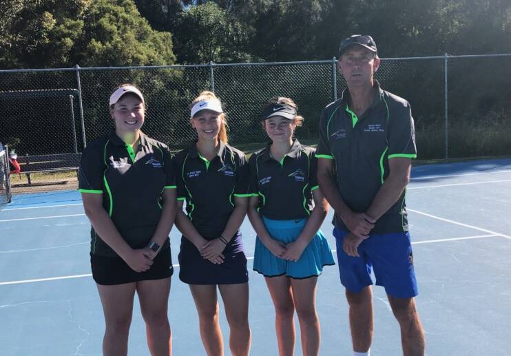 TOP EFFORT: Isabelle Moore, Anna Bishop, Taya Powell and Dale Martin acknowledge the team's recent state success. Photo: Supplied