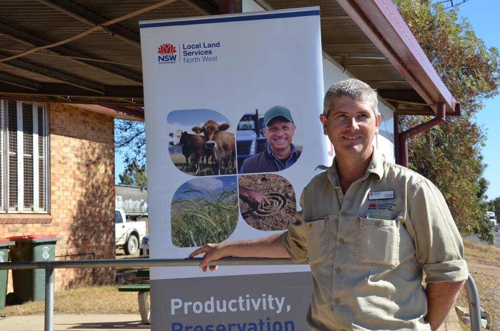 HERE TO HELP: North West Local Land Services mixed farming extension officer George Truman helped field any drought related questions producers had at the drought information session. Photo: Billy Jupp 
