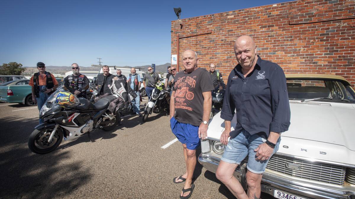 REV IT UP: Noel Collins and Scott Langley will be among a convoy of riders raising money for bushfire victims. Photo: Peter Hardin 031219PHE004 