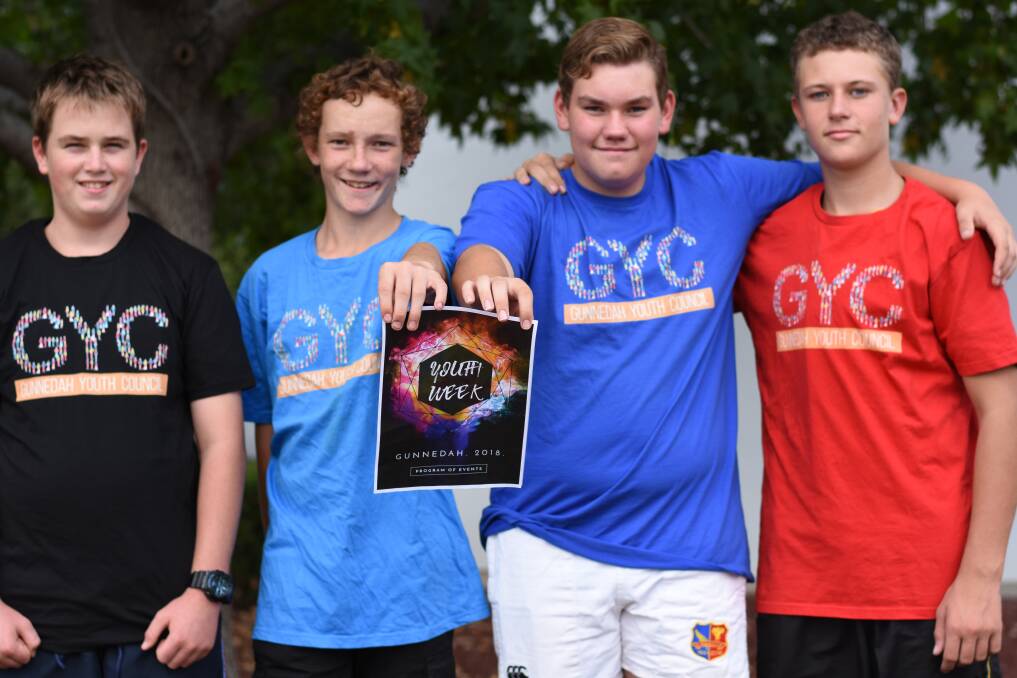 IN THE SPIRIT: Gunnedah Youth Council members Bodie Crawford, Jackson Jarvis, Thomas Bush and Byron Donnelly are ready for National Youth Week. Photo: Supplied 