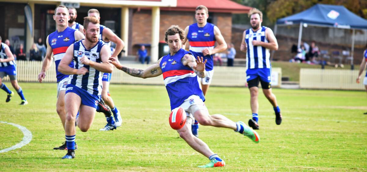 WINNING START: Jake Spackman booted five goals in the Bulldogs round one victory over the Tamworth Kangaroos. Photo: Ben Jaffrey 