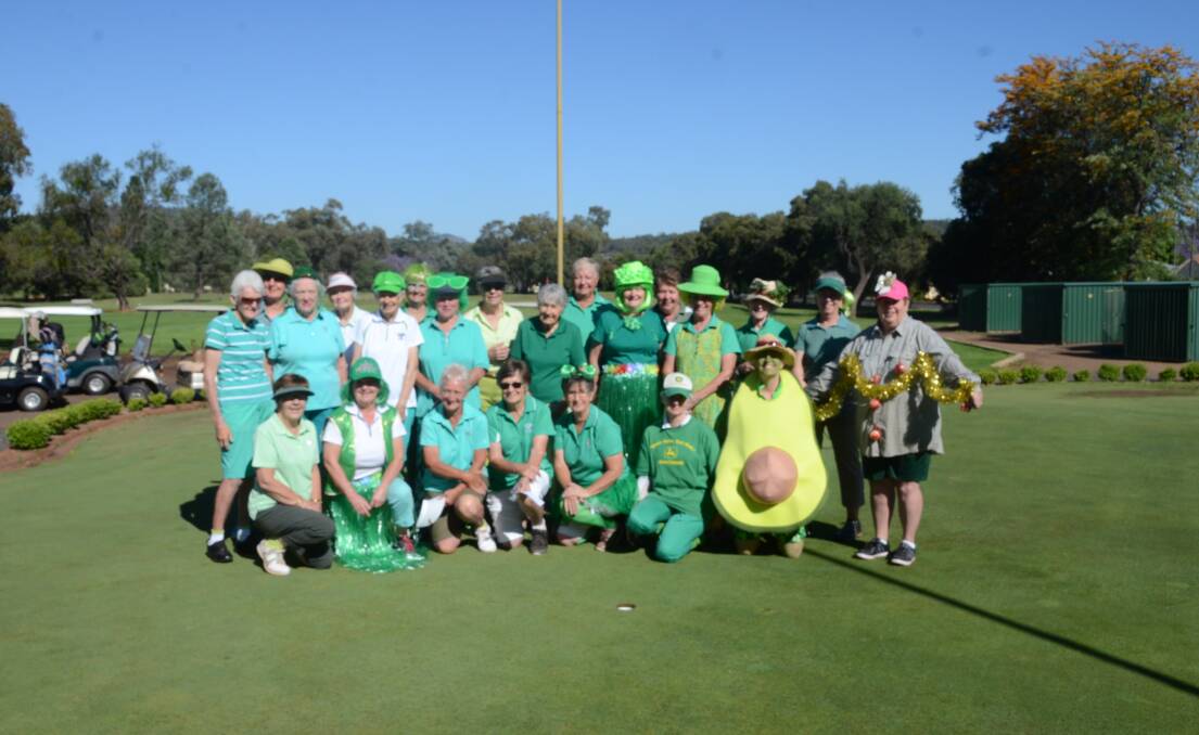 HITTING THE LINKS: Ladies from the Gunnedah golf club kit themselves out in green for one last round of the 2017 golf season.