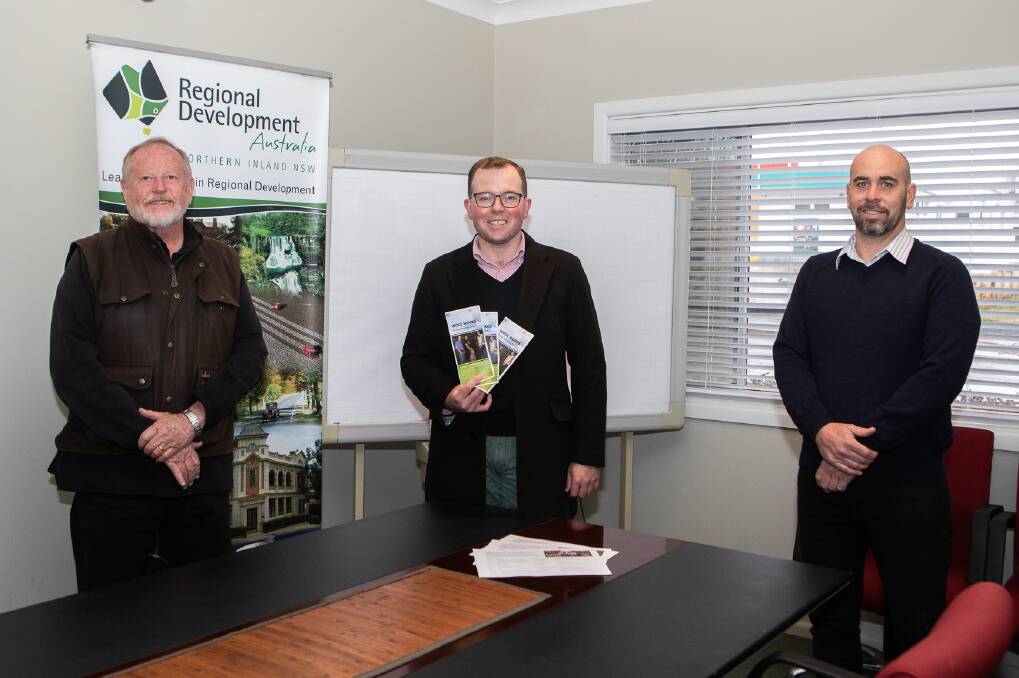 BOOST: RDA Northern Inland chairman Russell Stewart, Northern Tablelands MP Adam Marshall and RDA Northern Inland executive director Nathan Axelsson welcome the funds. Photo: Supplied 