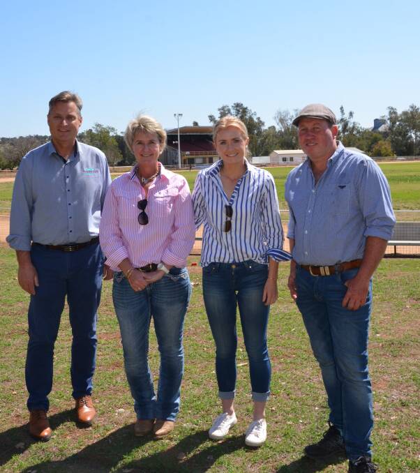 EXCITING TIMES: Gunnedah mayor Jamie Chaffey celebrates the announcement with Australian Hunter Horse Association members Arna Clift, Spohie Clift and Charles Dunkley. Photo: Billy Jupp  