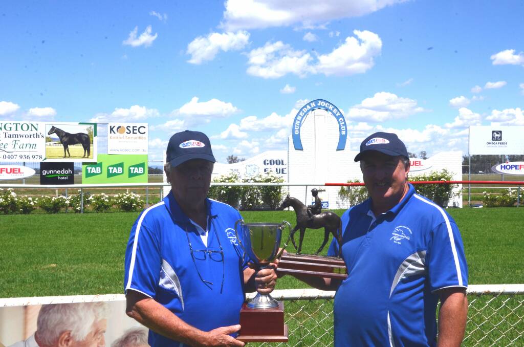 BIG DAY OUT: Kevin Edmonds and Mark Storey from the Gunnedah Jockey Club are excited for the club's Christmas hams race day. Photo: Billy Jupp