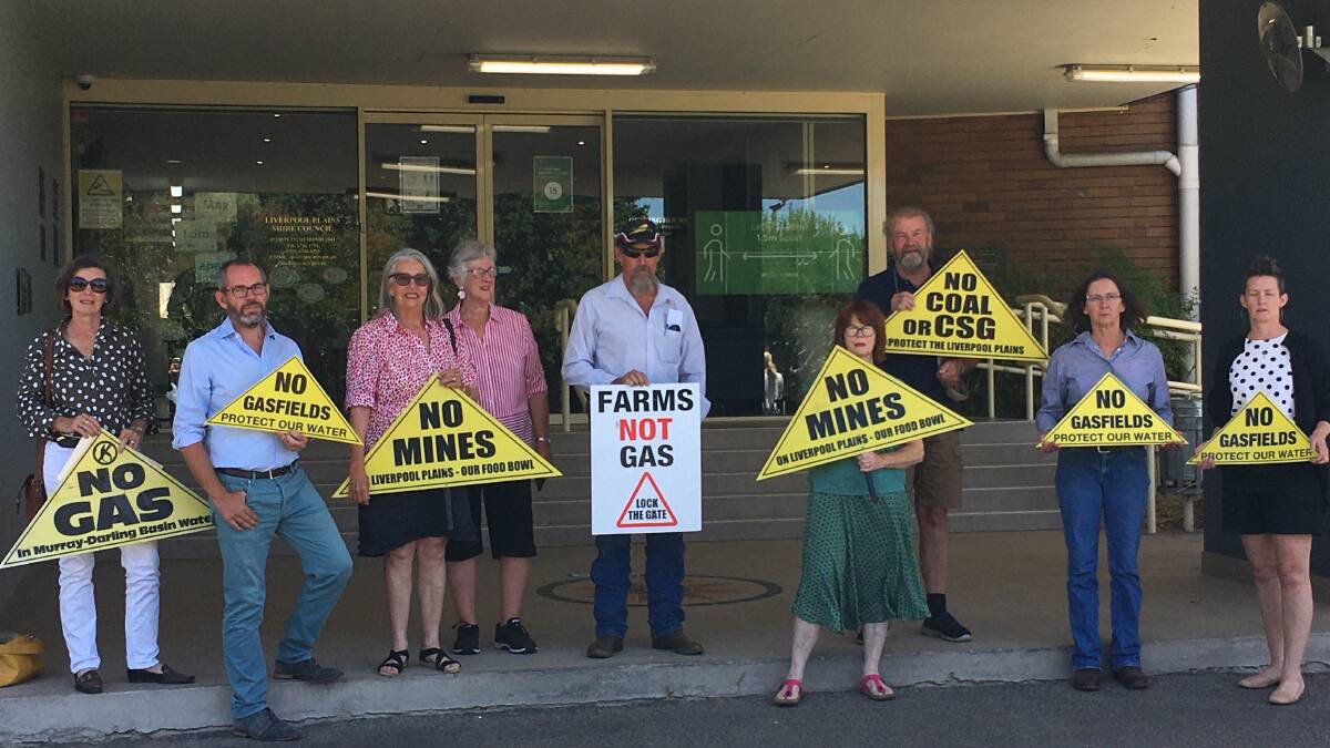 Liverpool Plains farmers gathered on Wednesday to lobby the council into making the area "a no-go zone for gas". Photo: Billy Jupp 