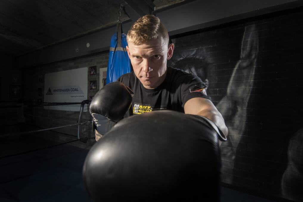 READY TO GO: Gunnedah's Wade Ryan is prepared to defend his middleweight championship for the first time on Saturday night. Photo: Peter Hardin 020419PHA060 