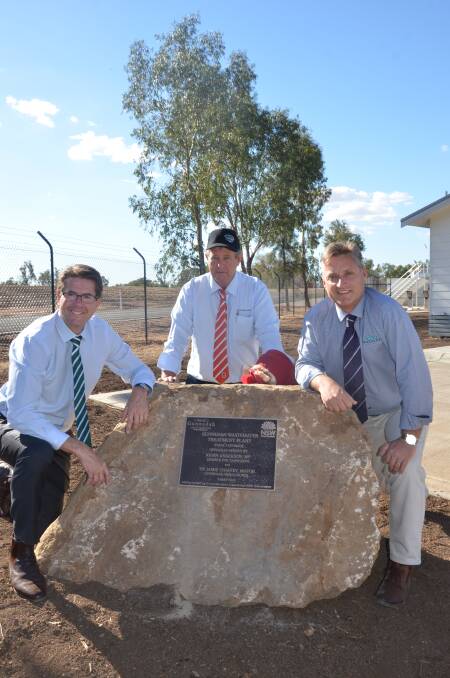 TEAM WORK: Tamworth MP Kevin Anderson, Gunnedah Shire Council water services manager Kevin Sheridan and mayor Jamie Chaffey officially open the facility on Wednesday. Photo: Billy Jupp 