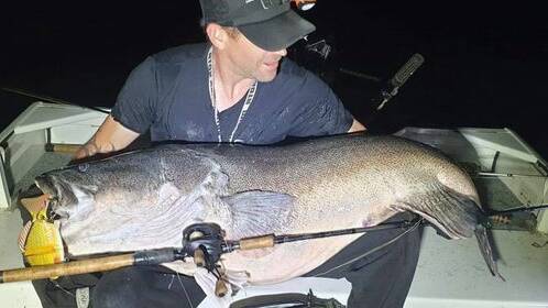 THE ONE THAT DIDN'T GET AWAY: Adam Sharom caught this 135cm Murray Cod at Copeton Dam over Christmas using a Top Attack Swimbait lure. Photo supplied.
