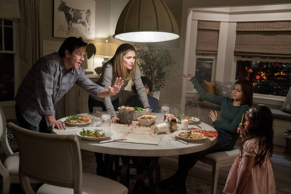 Dysfunctional: Mark Wahlberg and Rose Byrne star with young actors Gustavo Quiroz, Isabela Moner and Julianna Gamiz in Instant Family, rated M, in cinemas now.