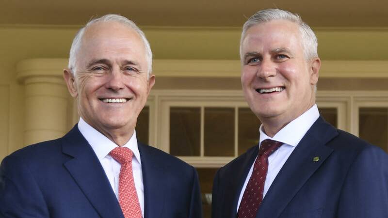 PM Malcolm Turnbull and his deputy Michael McCormack. Photo: AAP Image/Lukas Coch