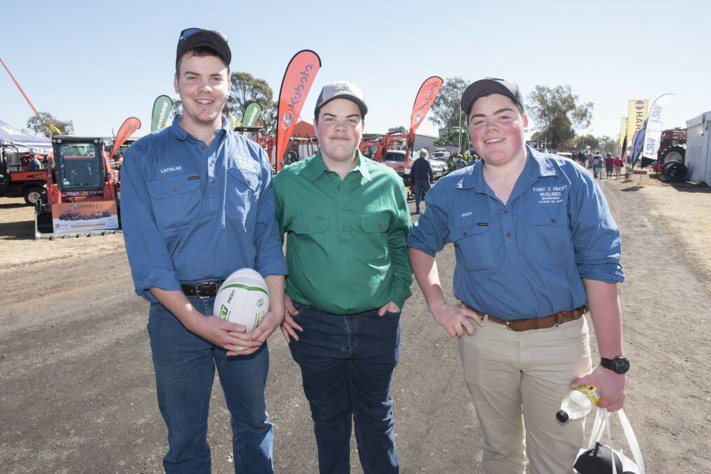 Family field day fun: Lachlan Frost, Campbell Frost and Rory Frost, all of Barraba. Photo: Peter Hardin 200819PHA094
