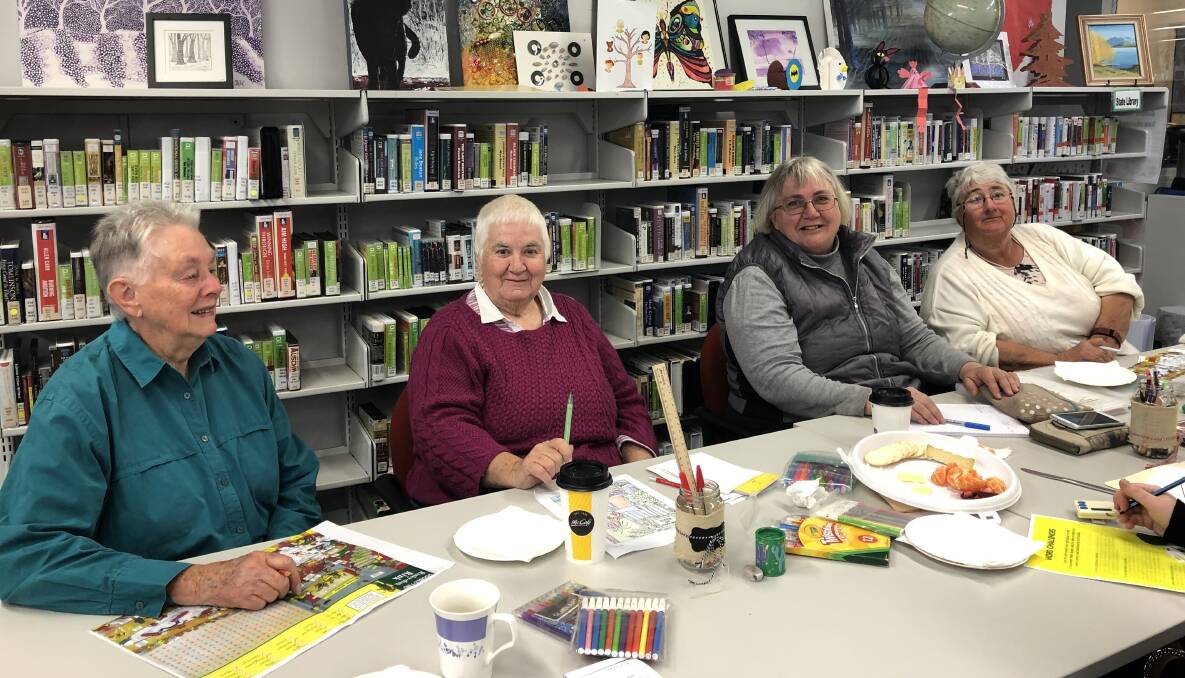 Active minds: Jean Clark, Jude Appleyard, Fiona MacDougall and Annette Marshall attended this morning's Brain Games session at Gunnedah Shire Library.