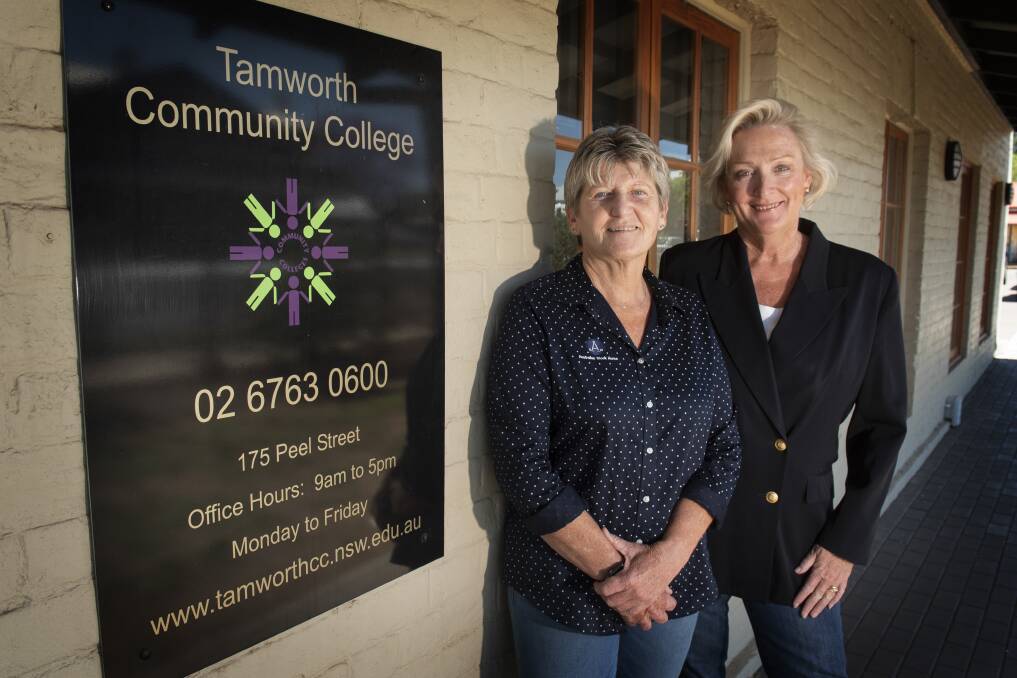 SPEAKING FROM EXPERIENCE: Cheryl Wilson and Tamworth Community College executive officer Michelle Simpson. Mrs Wilson is a trainer at the college and will run a career course for farmers next week. Photo: Peter Hardin 061119PHB006