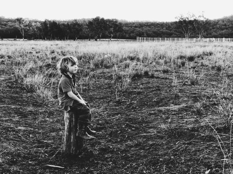 Charlie Taylor, 4, of Coonabarabran, in a quiet moment on his family farm. Photos: Edwina Robertson Photography
