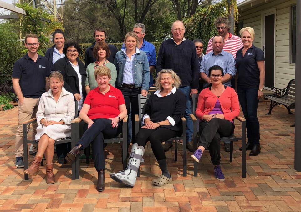 The attendees, including NSW Small Business Commissioner Robyn Hobbs, gathered at participant Fiona Simson's Premer property to learn from Rose White from Regionality.