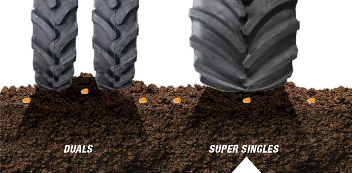 Dual tyres can cause unnecessary pinch row compaction.