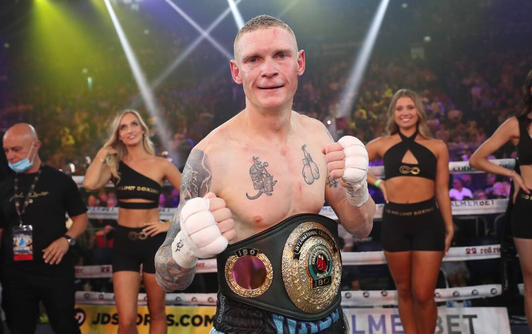 UNANIMOUS: Wade Ryan after retaining his International Boxing Organisation international super welterweight title. Photo: No Limit Boxing