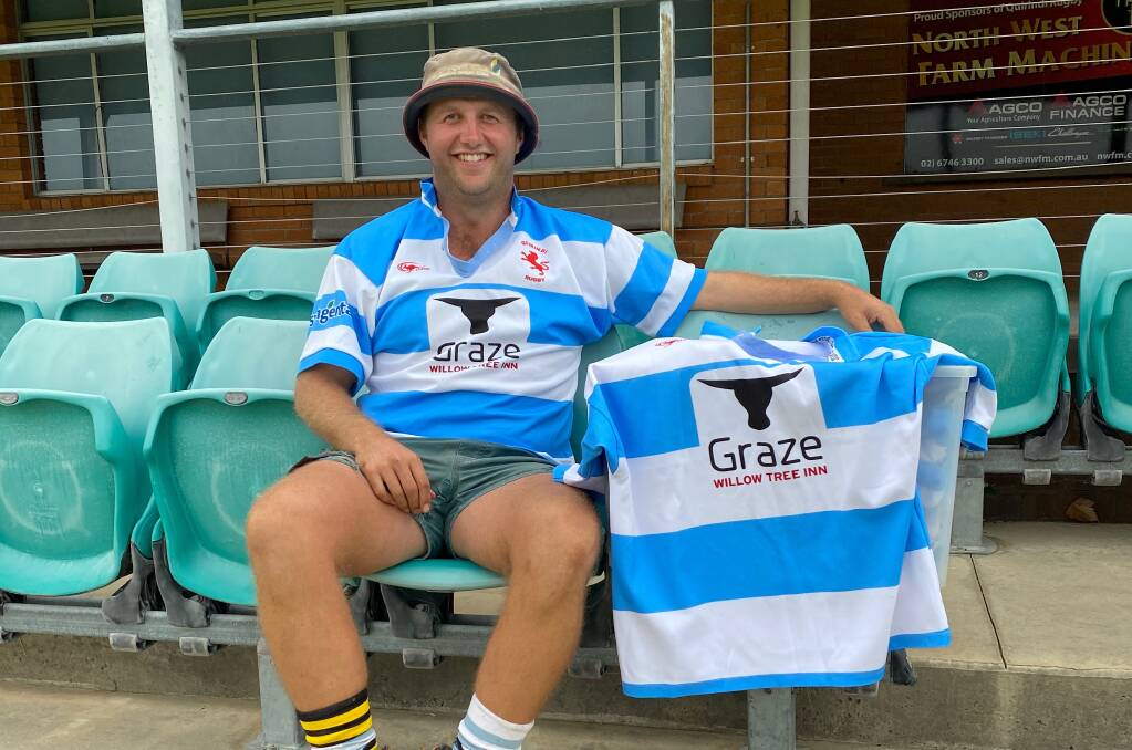 AID: James Davison at the Quirindi Rugby Club ready to pack some donations up. Photo: Supplied
