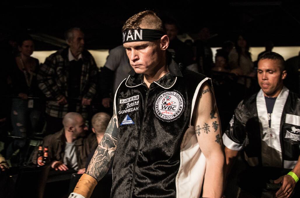 READY TO RUMBLE: Wade Ryan walks out for his fight against Michael Zerafa. Photo: Marty's Knockout Photography