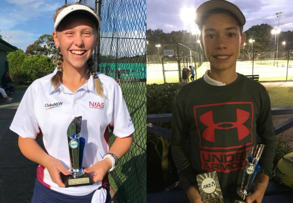 STRONG SHOWING: Anna Bishop and Vitorio Sardinha show off their prizes from the 2018 Forster Bronze JT. Photo: Supplied