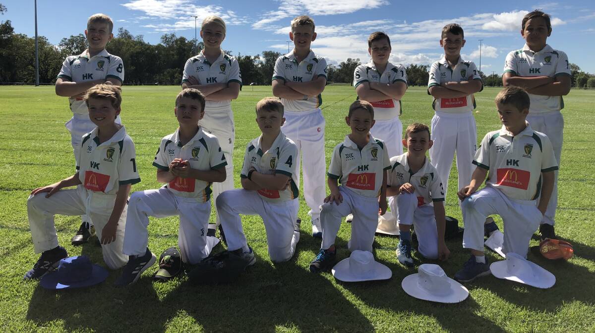 The Gunnedah under 11s side. Pictured is from back, left; Archie Swain, Kate Gander, Lachlan Swain, Angus Abra, Ollie Lyle, Jacob Martin, front, left; Oscar Middlebrook, Edward Martin, Joe Swain, Ben Grosser, Ted Sheedy, Lucas Grosser. Photo: Supplied