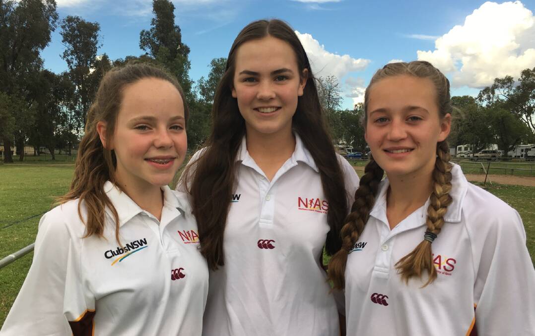 Gunnedah Netball Association players Holli Rodstrom, Bella Gallagher and Sophie Williams. Photo: Supplied