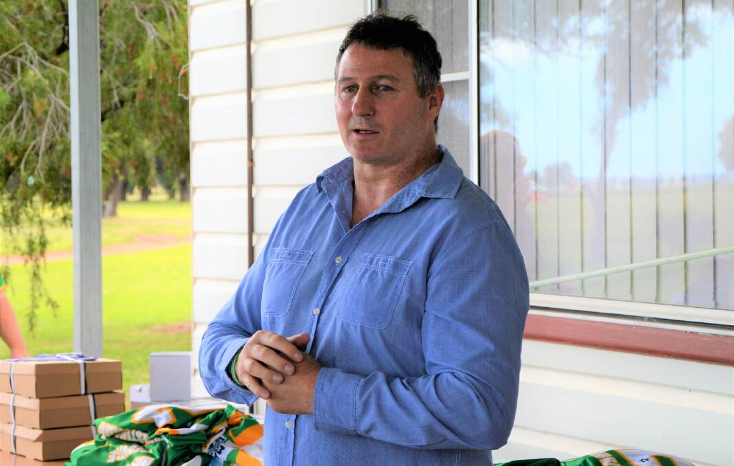 AIM: Shane Rampling at the Boggabri Kangaroos presentation. Photo: Boggabri & District Rugby League Football Club