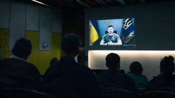 DISCUSSION: Ukraine president Volodymyr Zelenskyy spoke with students from UNE and other Australian universities in an online forum hosted by Australian National University. Picture: UNE