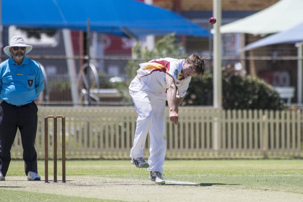DUAL THREAT: Tamworth fast bowler Tait Jordan did damage with the bat in a heavy War Veterans Cup loss to Narrabri on Sunday, blasting a 65-ball 57. Photo: Peter Hardin