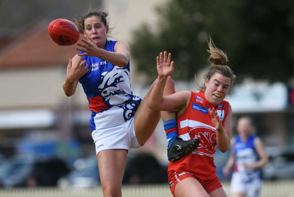 STAR POWER: Alice Mitchell kicked four goals in a 70-point win over the Suns at Wolseley Oval on Saturday. Photo: Gareth Gardner