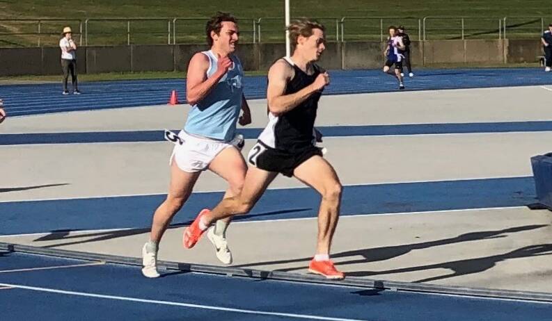 SPEED MACHINE: Sam Jones (front) tears down the straight in the Open 1500m at Athletic Association of Great Public Schools Championships in Sydney. Photo: Supplied
