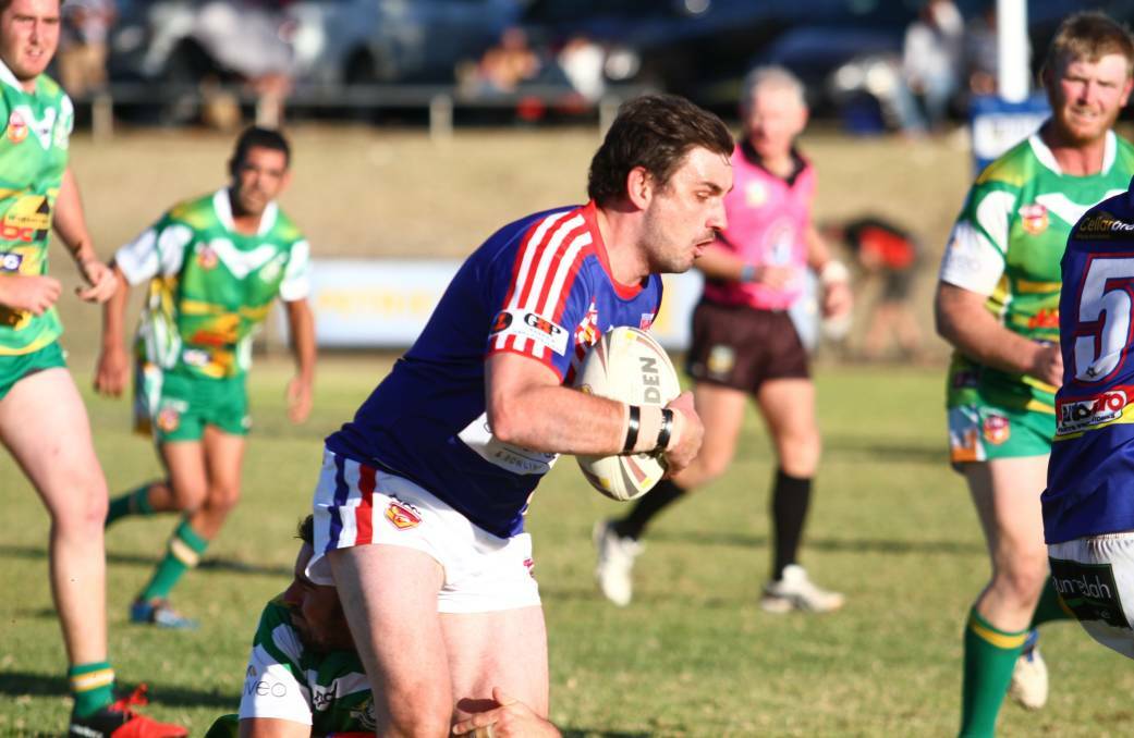 WELCOME BACK: Bulldogs veteran Aaron Donnelly bagged a try double against Boggabri, his first game this year. Photo: Mark Bode