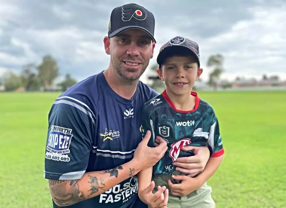 Sam Taylor - seen here with his son Leo - will be a Cowboy in 2024. File picture by Zac Lowe.
