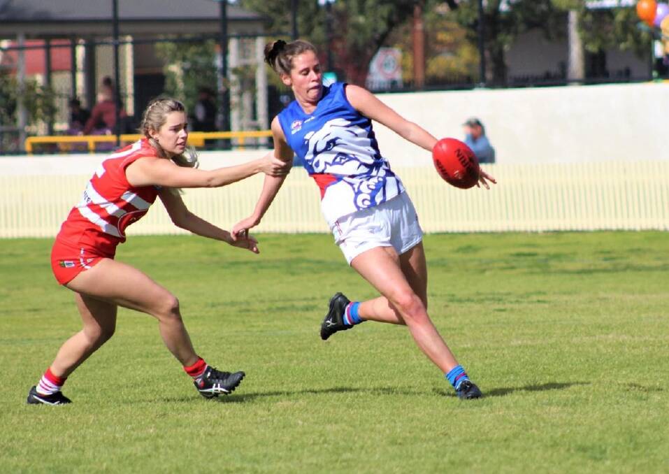 TOP DOG: Alice Mitchell in action for the Bulldogs against the Swans at Wolseley Oval on Saturday. Photo: Supplied