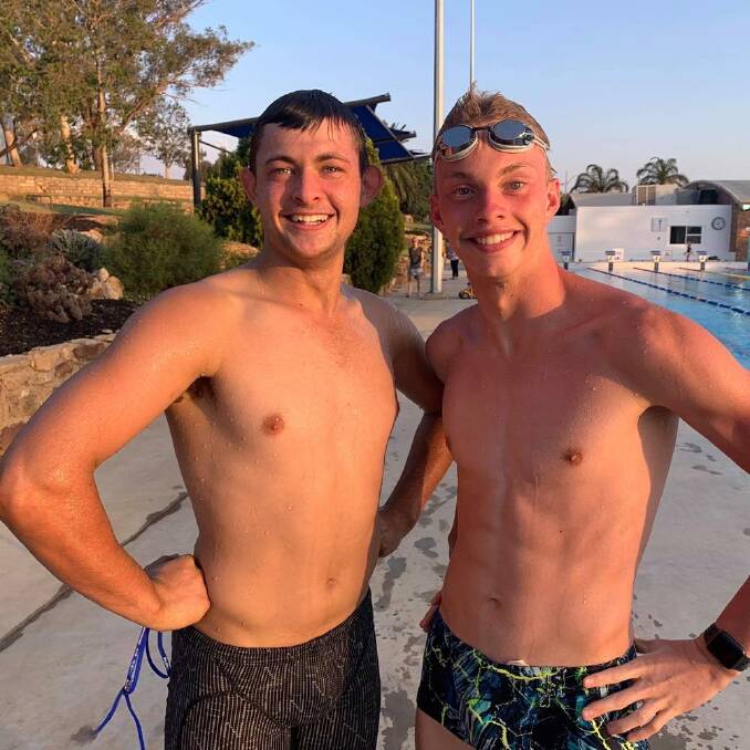 LOVING LIFE: Andre Steele (right) and fellow Swimming Gunnedah member Kurt Rennick, his cousin. Photo: Facebook