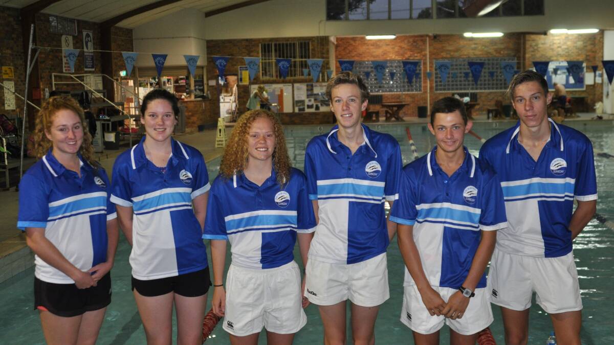 GOOD LUCK: The NSW Country Championships team. Miakela Meyers (coach), Maddie Coombs, Zoe Palmer, Bayley Williams Kurt Rennick and Liam Novley.