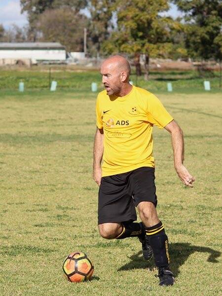 FOCUS: Andy Cygan in action for Gunnedah FC at the Phyllis Grant Memorial six-a-side tournament on the weekend. Photo: Supplied