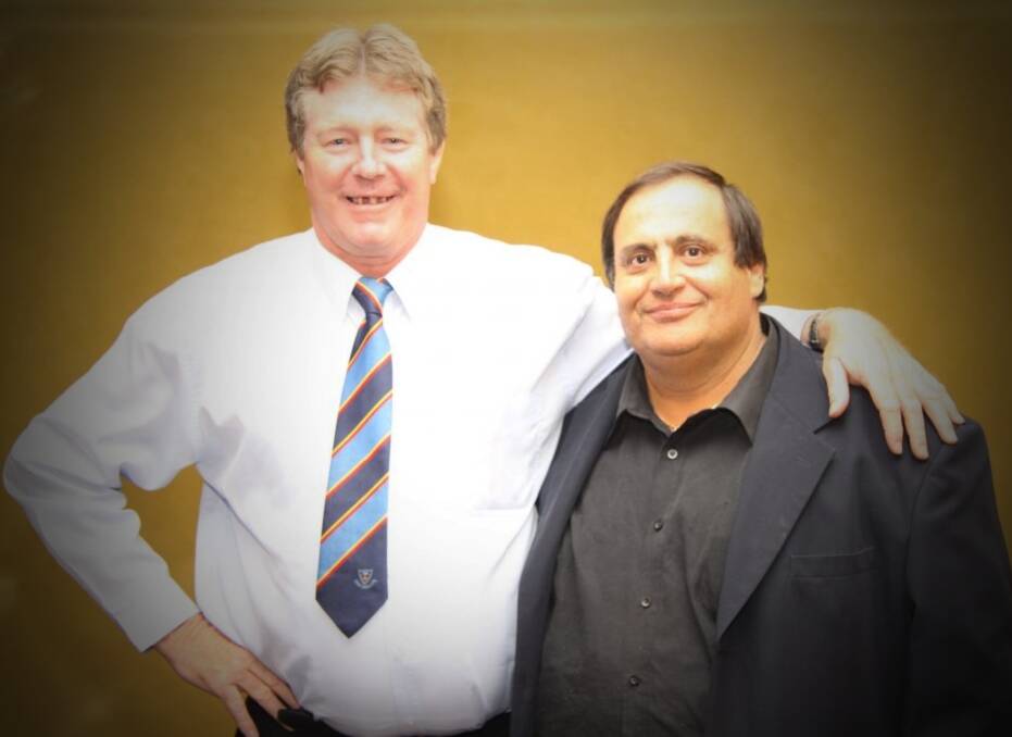 FLASHBACK: Kevin Wicks (left) with his great friend Laurie Borg at the NSW Cricket Umpires and Scorers Association annual dinner in 2012. 