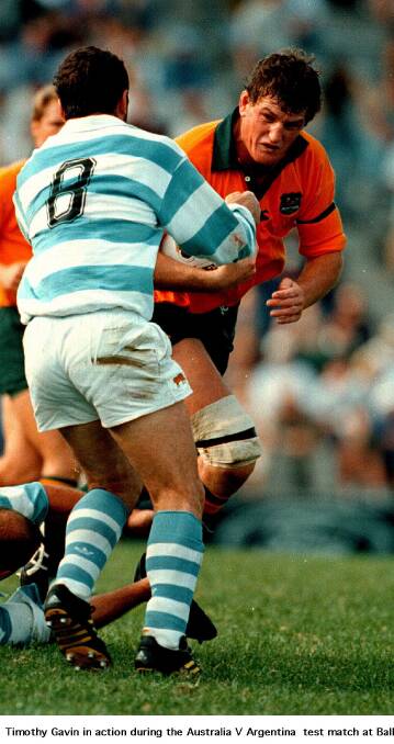 STORIED CAREER: Tim Gavin in action against Argentina in 1995. “So many guys I’ve looked up to aren’t on that roll. It’s quite extraordinary," he says of his Hall of Fame induction. 