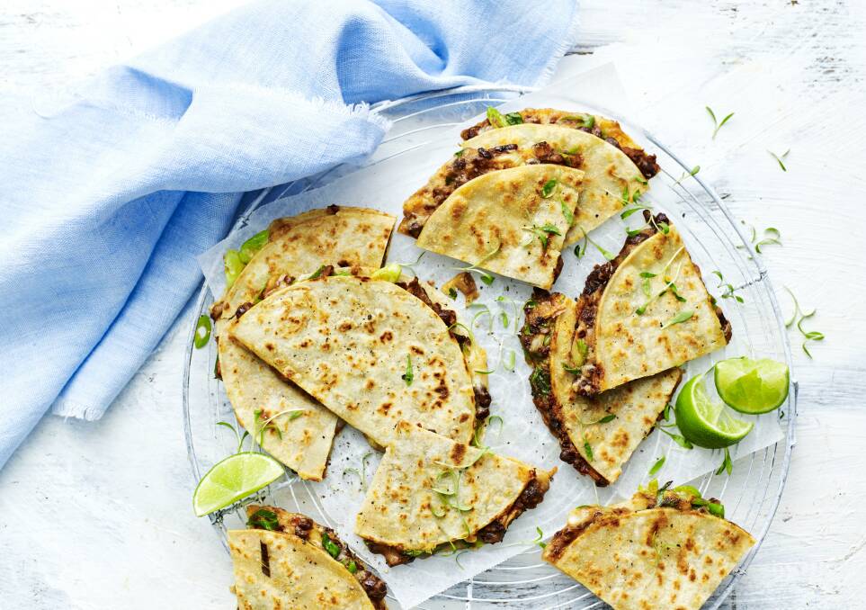 Cheesy bean quesadillas. Picture: Supplied