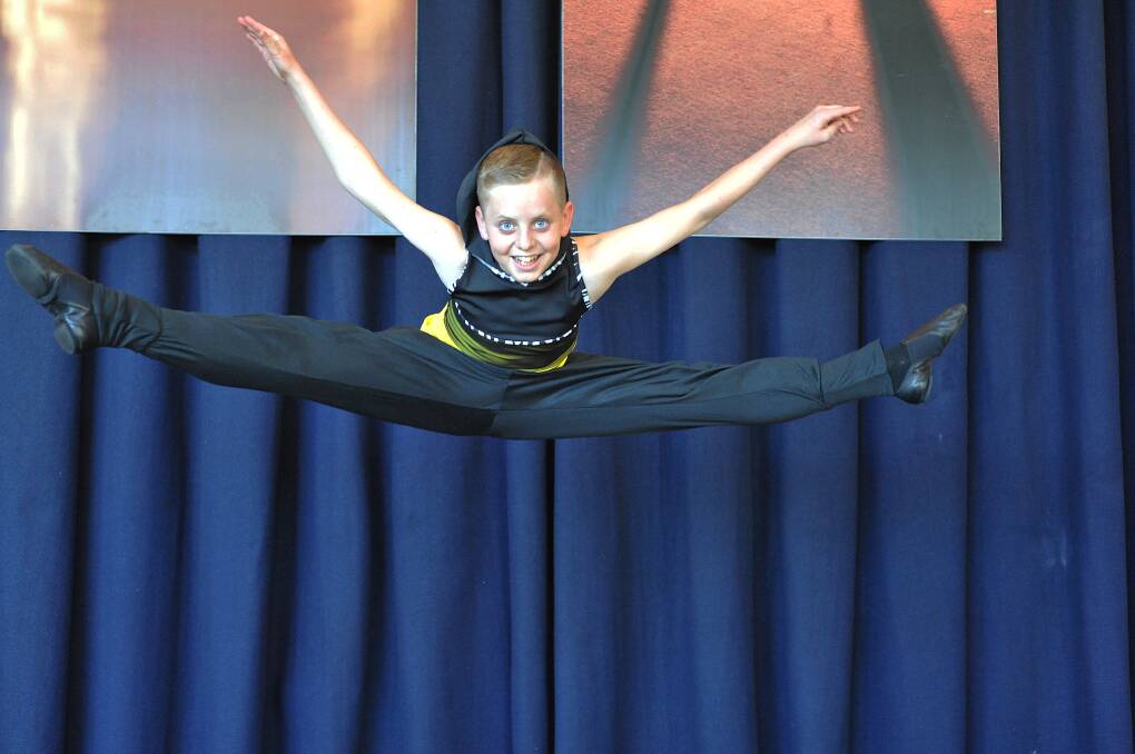 Jumping for joy: Gunnedah's Toby Bartlett has won a $500 dance scholarship. Picture: Marie Low.