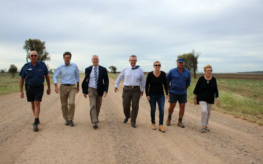 Russell Keam, Kevin Anderson, Michael McCormack, Mark Coulton, Sheryl Martin, David Rose and Gae Swain on the Grain Valley Road. Photo: Vanessa Höhnke
