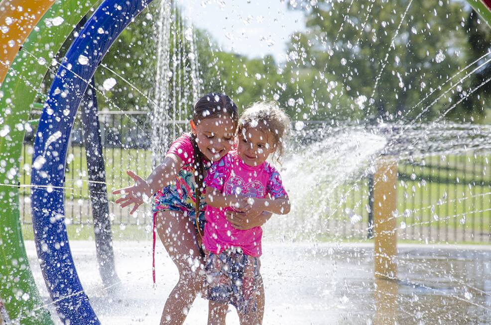 MAKE A SPLASH: Rowan, 8, and Mia, 3, have the best time at Lake Keepit's Water Playground ahead of the Lake Keepit Open Day on Sunday.