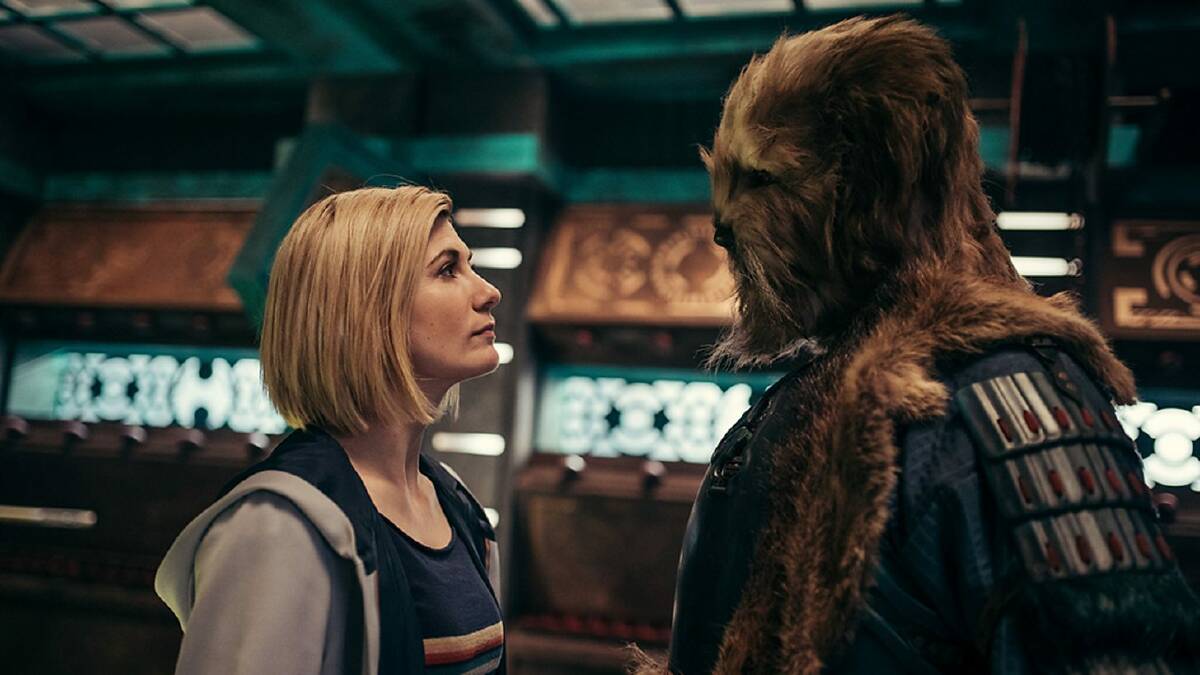 The Doctor (Jodie Whittaker) and Karvanista (Craige Els) in Dr Who Flux. Picture: ABC