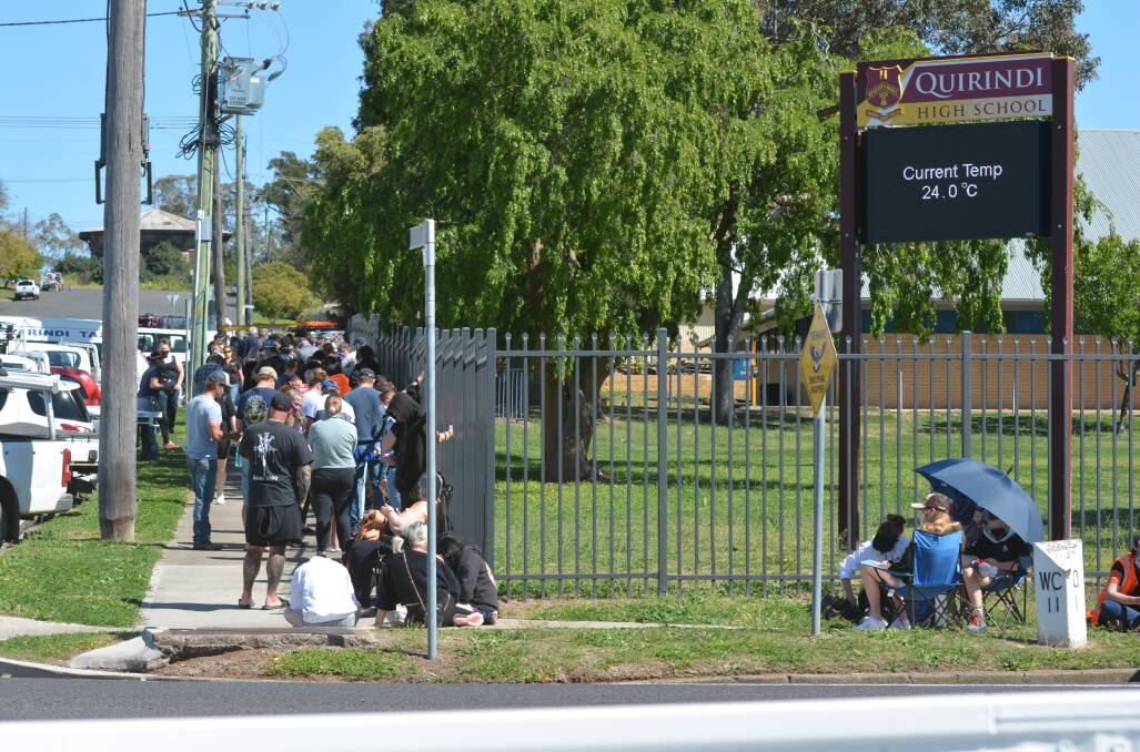 LINED UP: The queue for Quirindi's vaccination hub on Sunday was promising for the community's leaders. Photo: Supplied